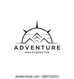 Adventure logo with Compass and Mountain design  for Travel. logo for inspiration
