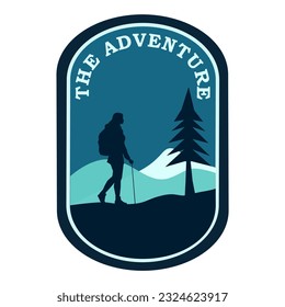 Adventure logo with dark blue design. Hiking Club Expedition Logo Design.