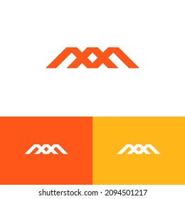Adventure logo design concept. Mountain company brand logomark illustration. Can representing letter M, safari, explore, nature.