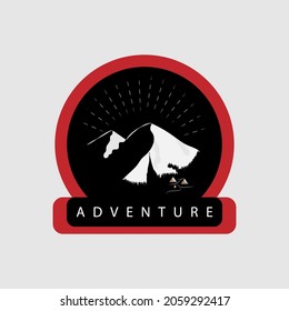 Adventure logo design with snowy mountain background in colorado