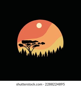 adventure logo design template, with mountains and trees elements