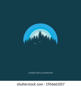 adventure logo design template, with natural scenery illustration