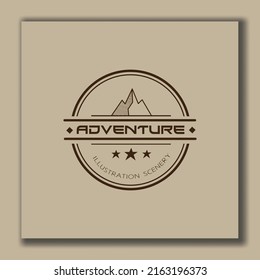 adventure logo design template, vintage style circle and brown