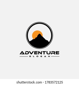 Adventure logo design templates, with the silhouette mount icon
