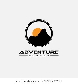 Adventure logo design templates, with the silhouette mount icon