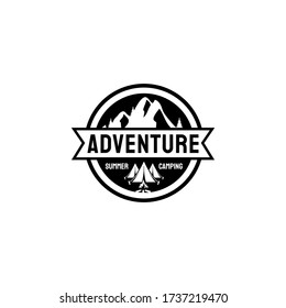 Adventure Logo Designs With Mountain, Trees, tents, and campfires Logo, Survival, Camp