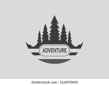 Adventure Logo. Geometric Shape Spruce Vintage Style Isolate on Grey Background. Usable for Mountain, Community, Adventure, Business and Branding Logos. Flat Vector Design Template Element