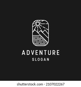 Adventure logo linear style icon in black backround