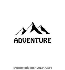Adventure logo with minimalist design, mountain logo in black and white style