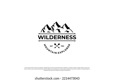 adventure logo. mountain exploration logo design template. climber badge design.