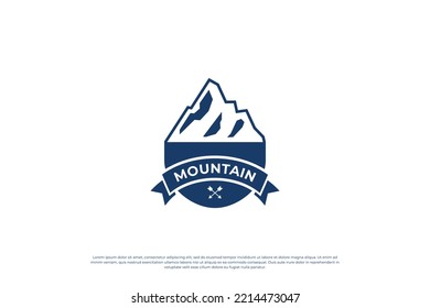 logotipo de aventura. plantilla de diseño del logotipo de exploración de montaña. diseño de placa de escalador.