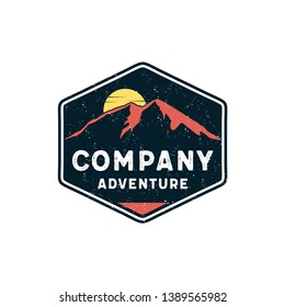 Adventure logo with mountain. Retro design
