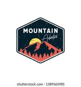 Adventure logo with mountain. Retro design