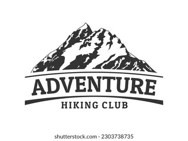 Adventure logo. Mountain travel design. Outdoor, hiking, explore badge or label. Vector illustration.