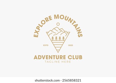 Adventure Logo Nature, Travel, and Outdoor Exploration. Emblem Wilderness Journey Hiking, Camping, and Nature Discovery.