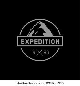 adventure logo. outbound in the mountains and nature exploration