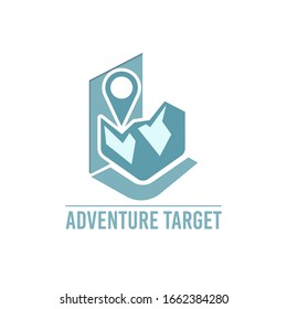 Adventure Logo Template For Business Or Company. Icon Location Over The Mountain Peaks.Holidays.