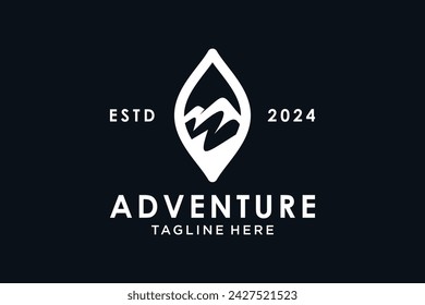 Adventure logo template with mountain creative concept simple style Premium Vector