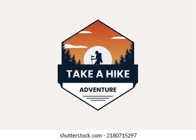 adventure logo with tree and hiking elements suitable for climbers and adventure