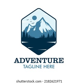 Adventure logo vector design. Forest and mountain logo illustrations vector