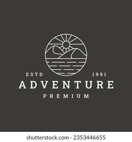 Ilustración de icono de logotipo de aventura hipster retro vintage