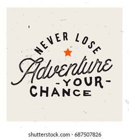 Adventure logotype on travel theme. Wildlife badge & label. Retro insignia for your branding projects.