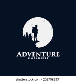 Adventure man in the moon logo design