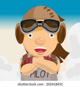 adventure man. pilot. aviation - vector illustration 