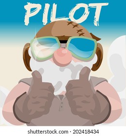 adventure man. pilot. aviation - vector illustration 