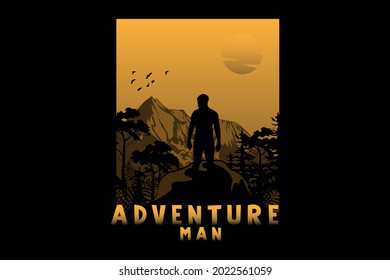 Adventure man silhouette design hand drawing