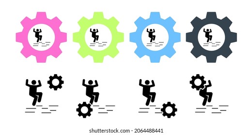 Adventure man swimming travel vector icon in gear set illustration for ui and ux, website or mobile application