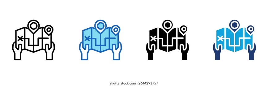 Adventure Map icon Multi Style Vector Illustration