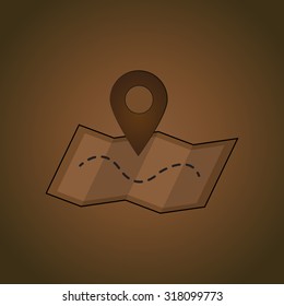 adventure map icon for treasure hunter vector