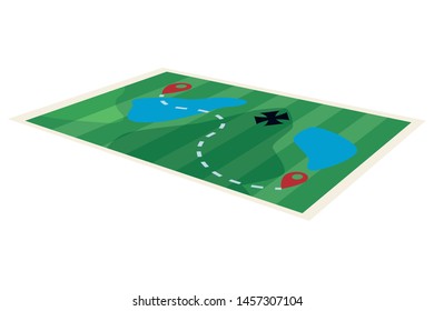 Adventure map with lakes and destinations ,vector illustration .graphic design.