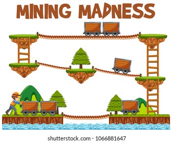 Adventure Mining Madness Game Template illustration