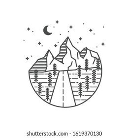 Adventure Monoline Logo Vector Illustration