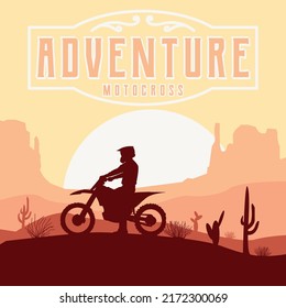 Adventure Motocross - Desert Simple illustration vector Logo
