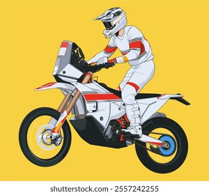 Adventure Motocross Isolated Vector Illustration, Full color vector