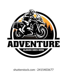 Vector de logotipo de ilustración de moto de aventura