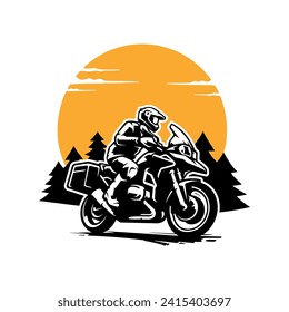 Vector de logotipo de ilustración de moto de aventura