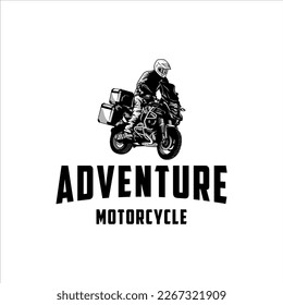 Adventure motorcycle logo with masculine design style