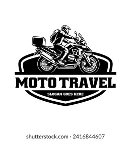 Adventure Motorcycle Traveling Logo Vector