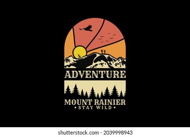 Adventure mount rainier, design silhouette retro style.