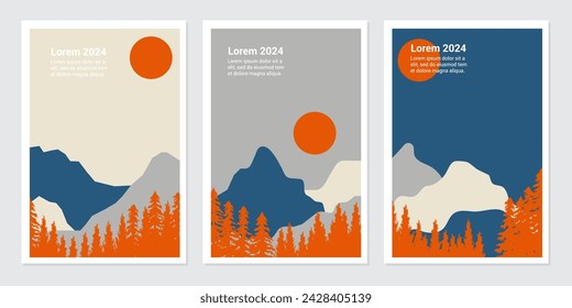 adventure mountain background illustration for poster, web, landing, page, cover, ad, greeting, card, promotion.