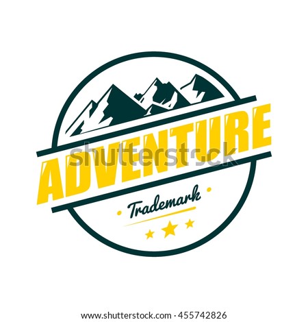 adventure mountain badge logo template のベクター画像素材
