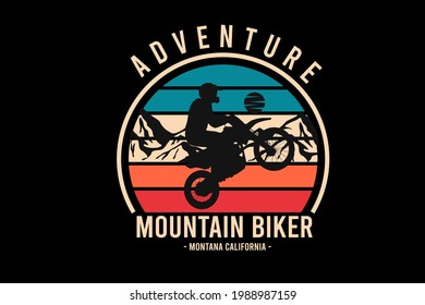 adventure mountain biker Montana california color orange cream and green