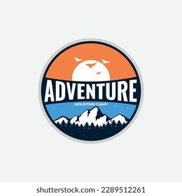 adventure mountain camp badge vector design