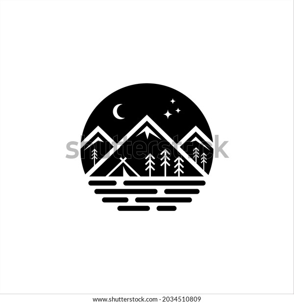 Adventure mountain Camp Logo Design, Vector\
mountain camp design