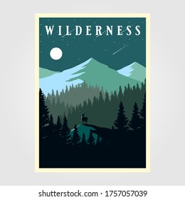 Adventure Mountain Camp Poster Wilderness Vector Illustration Design