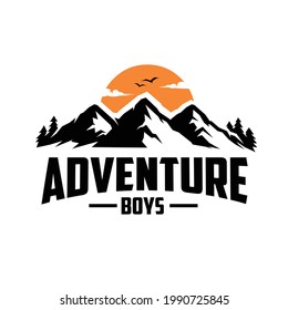 Vector de logotipo de camping de montaña de aventura aislado